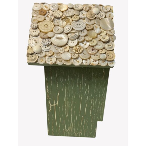 Vintage Handcrafted Wooden Birdhouse With Heart Cutouts Button Adorned Roof - Picture 5 of 10